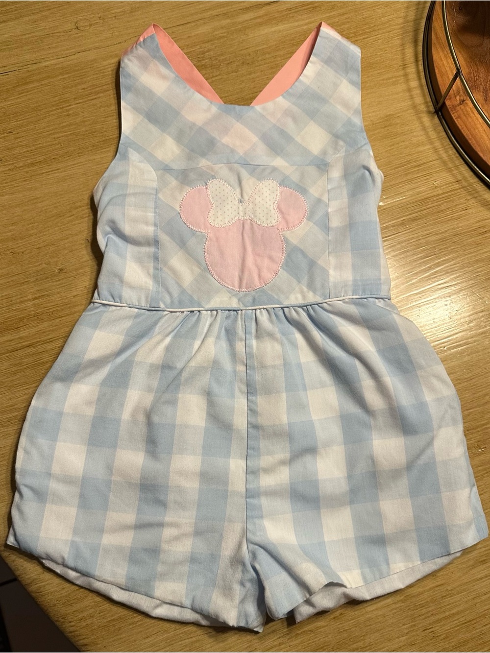 The Beaufort Bonnet Company Romper with custom Minnie Mouse Embroidered